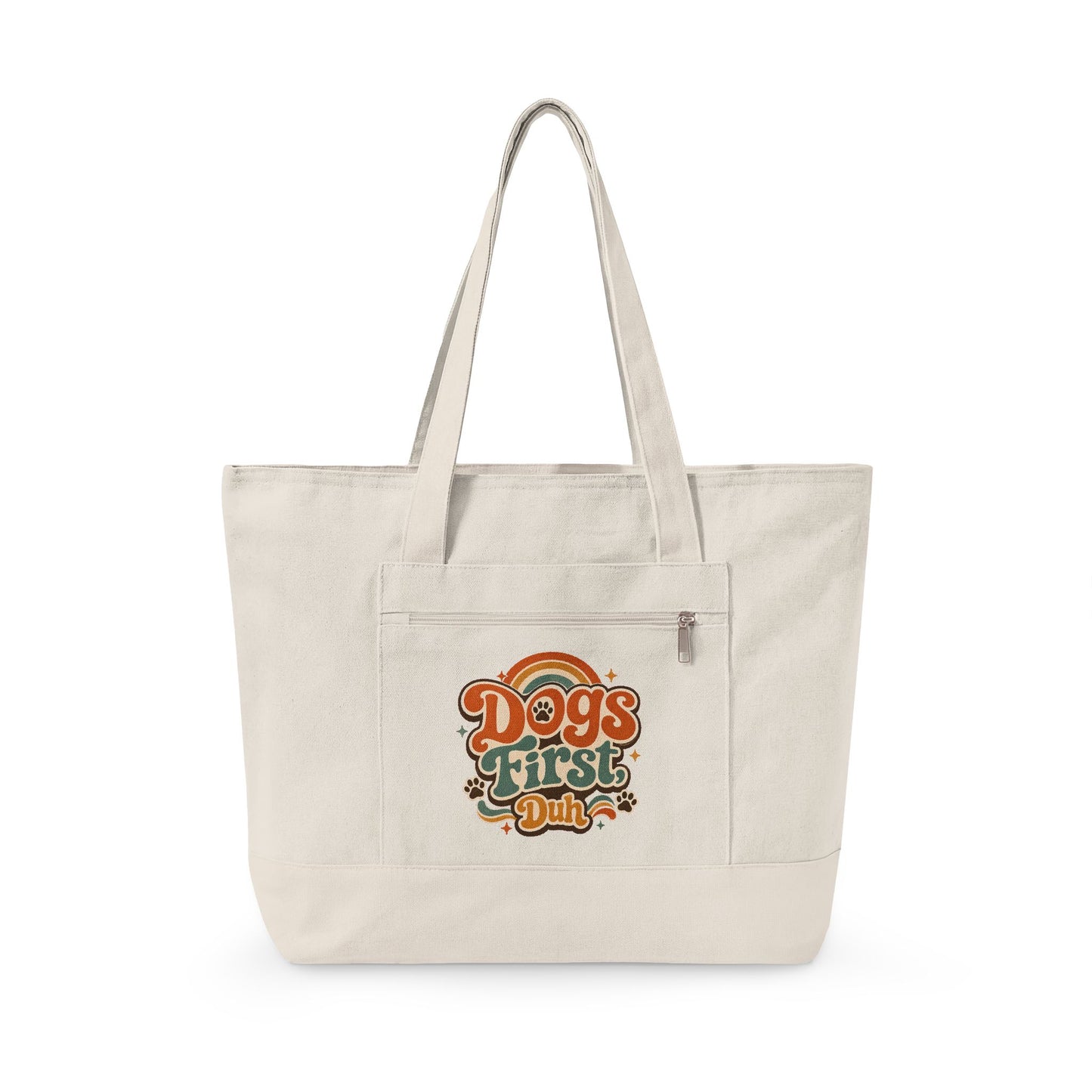 Dogs First, Duh Retro Tote Bag