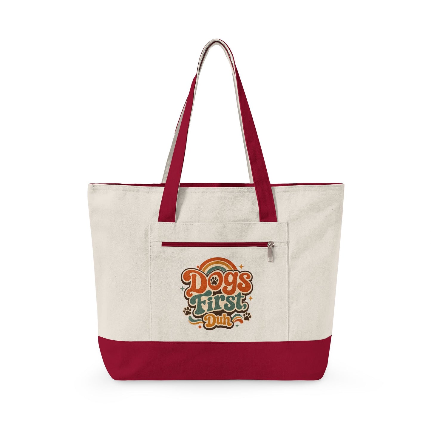 Dogs First, Duh Retro Tote Bag