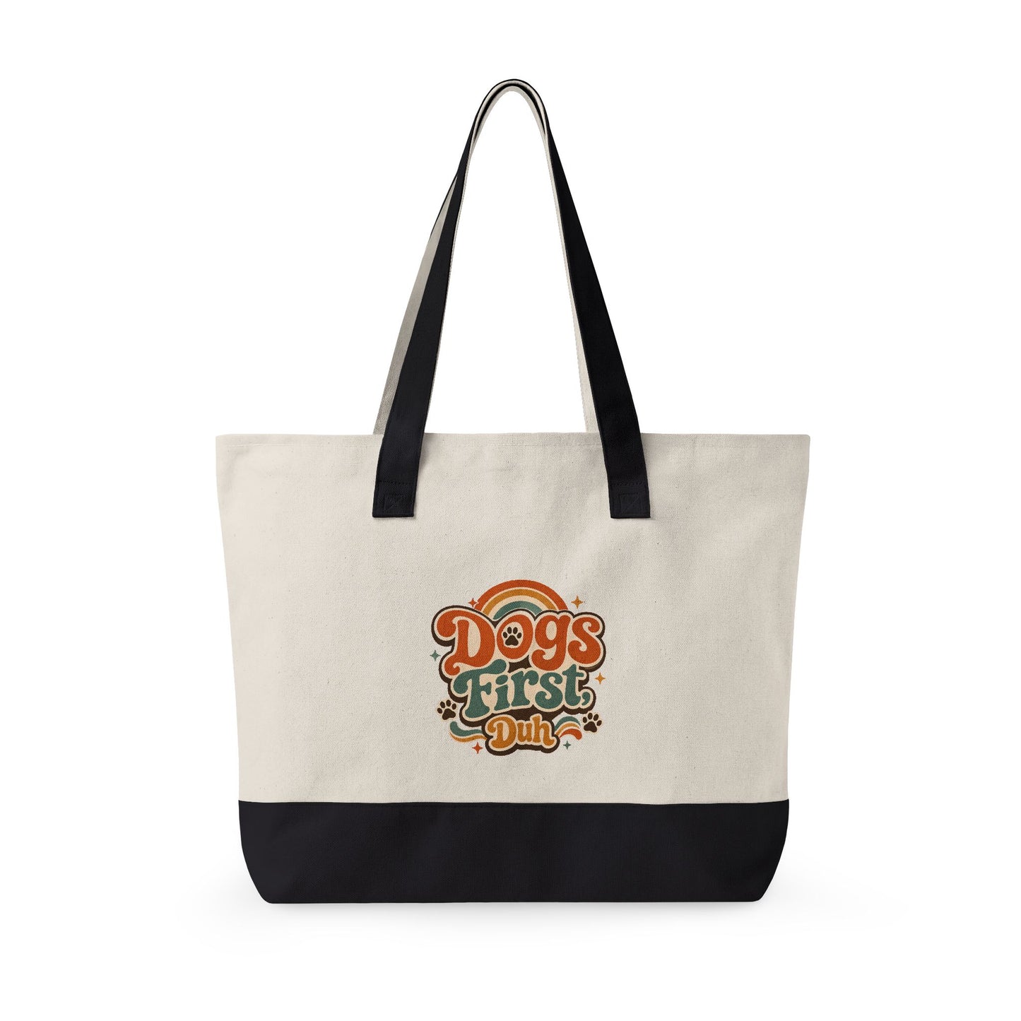 Dogs First, Duh Retro Tote Bag