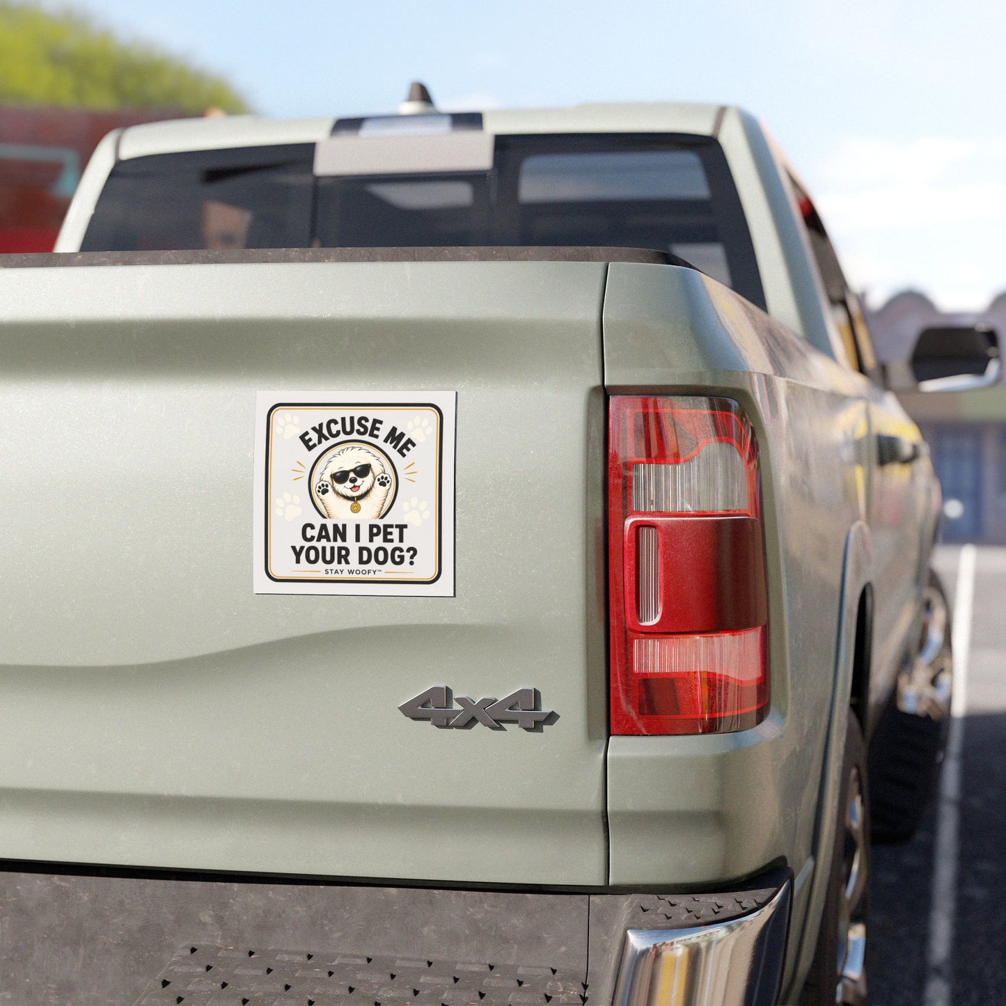 Car Magnet — “Excuse Me Can I Pet Your Dog?” Cute Dog Lover Auto Sign Gray