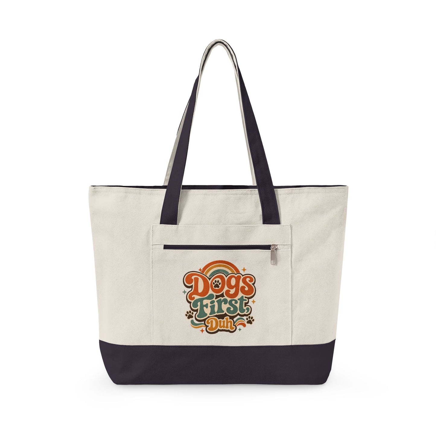 Dogs First, Duh Retro Tote Bag