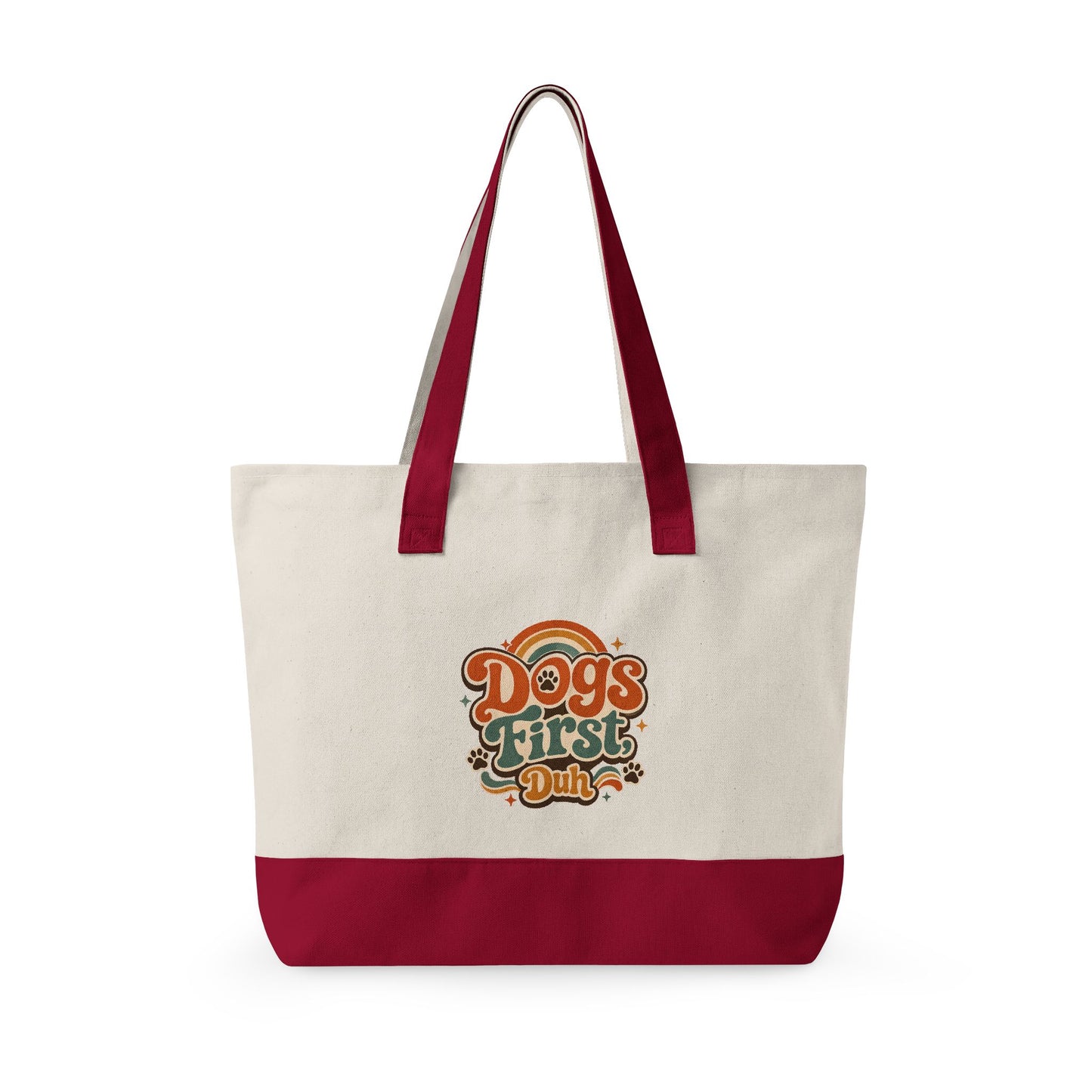 Dogs First, Duh Retro Tote Bag
