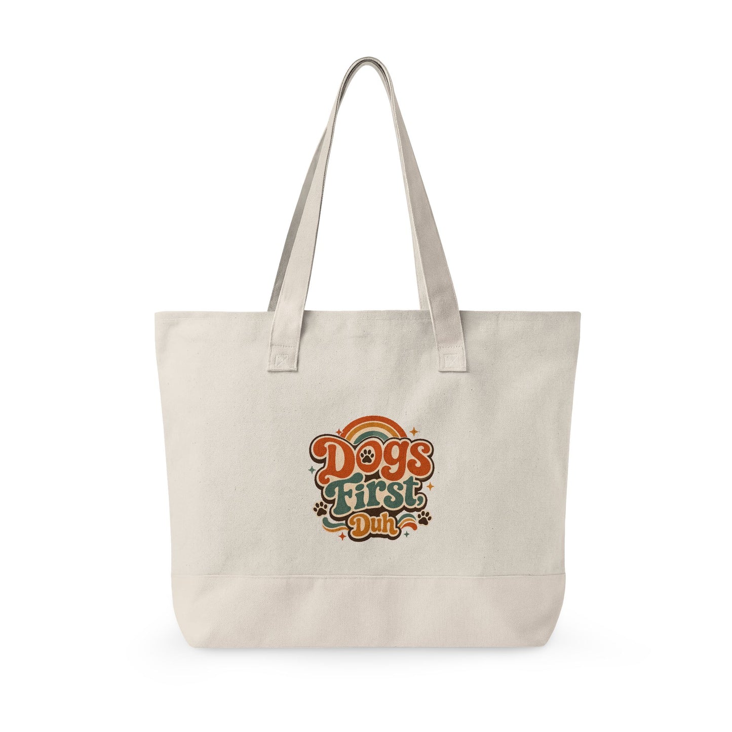 Dogs First, Duh Retro Tote Bag
