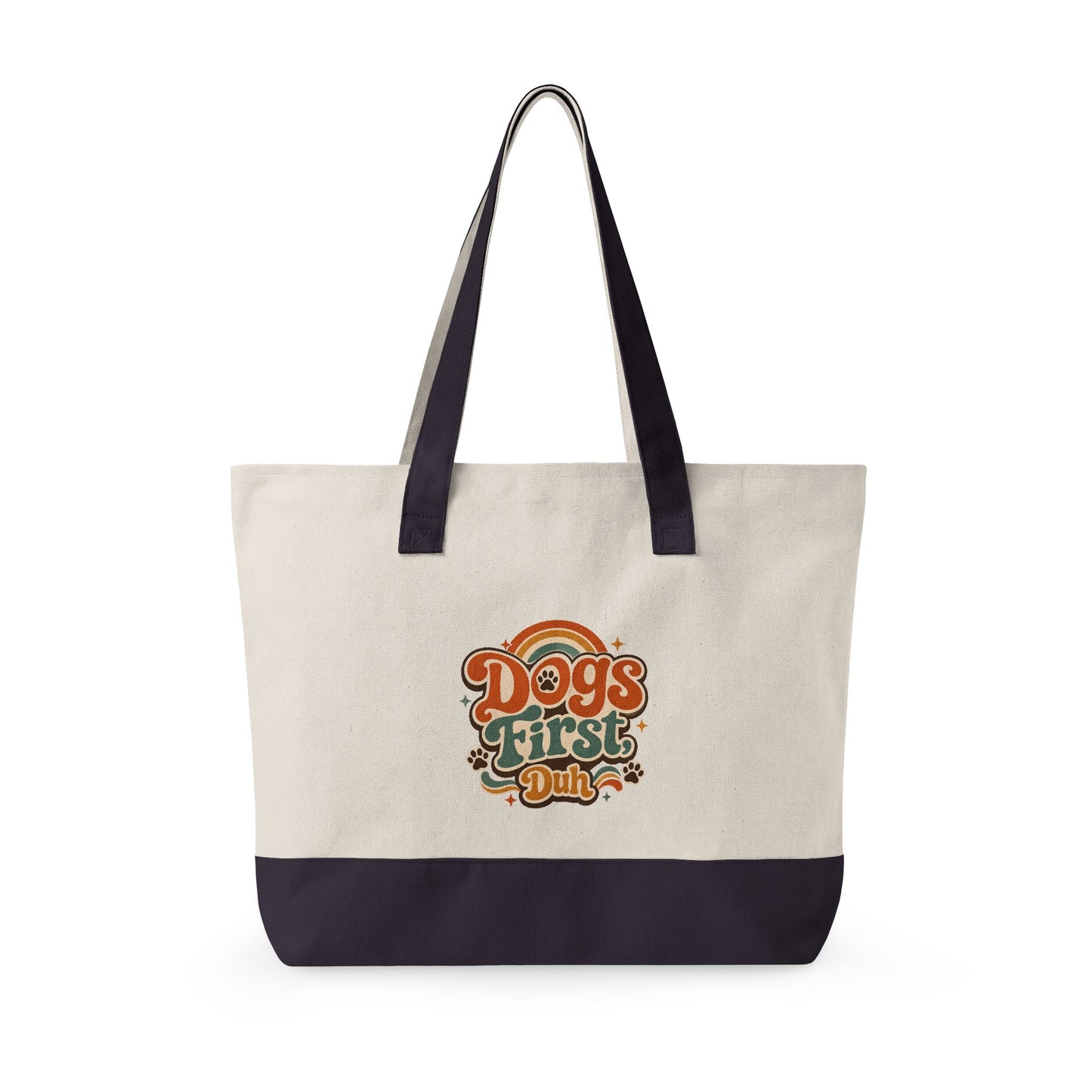 Dogs First, Duh Retro Tote Bag